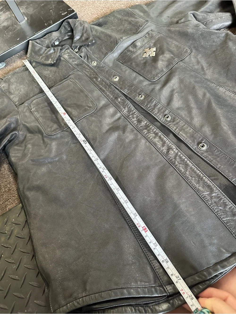 Harley-Davidson Black Leather Shirt Jacket with Embossed Yoke